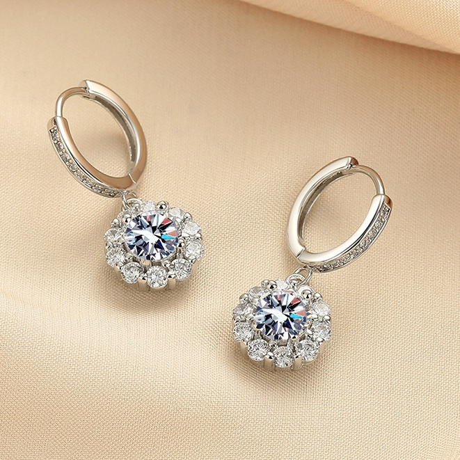 Anting Hoop Wanita Titanium Anti Karat Luntur Anting Emas Putih Berlian Asli Cewek Fashion Korea Tus