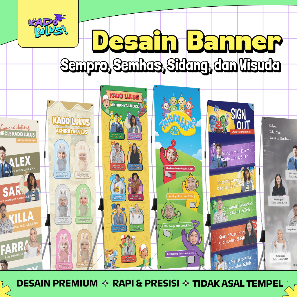 KADO LULUS Banner Spanduk Sidang Skripsi Wisuda Sempro Semhas Desain Unik Lucu #10
