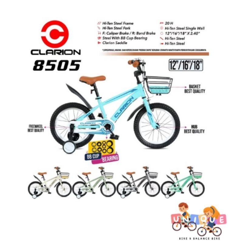 Sepeda anak Laki-laki & Perempuan Keranjang CLARION 8505 EXOTIC 12/16/18 BMX Clarion