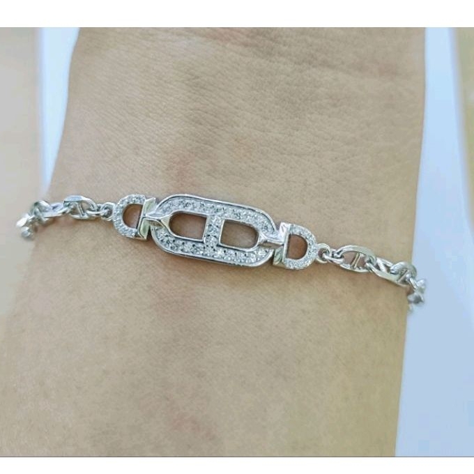 Gelang tangan CD Dewasa Asli perak silver 925 lapis emas putih gal023