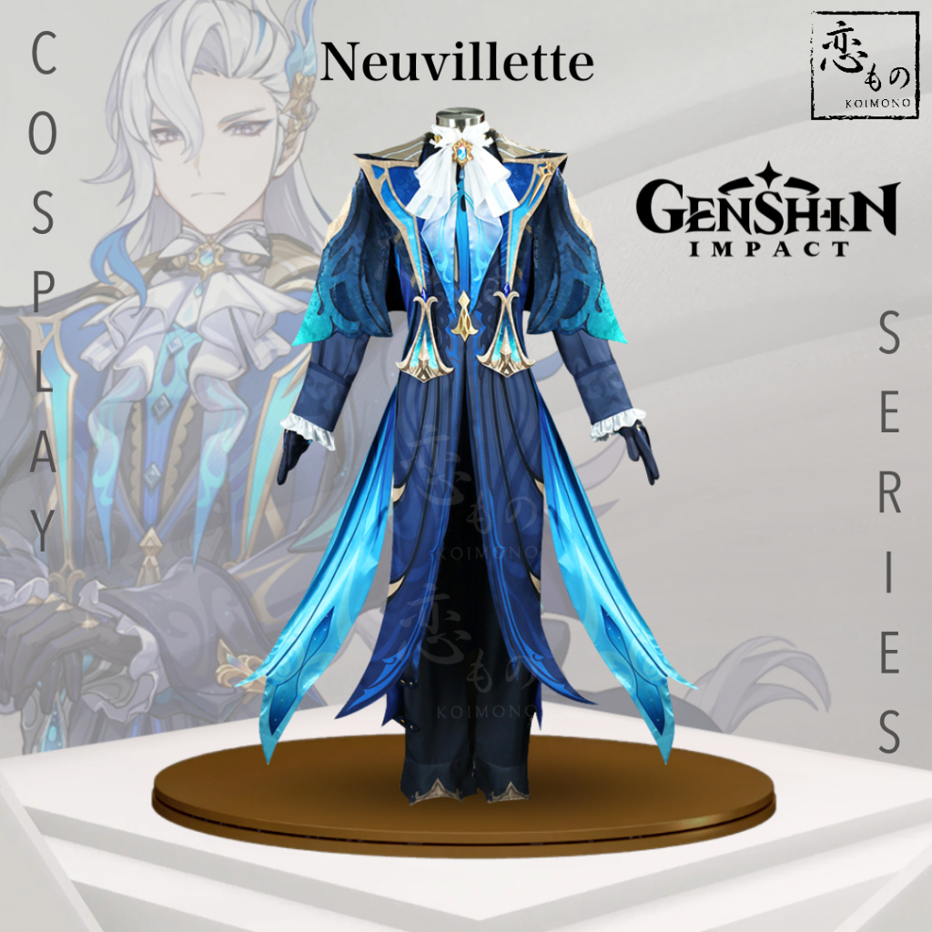 【Ready Stock】KOIMONO Neuvillette Genshin Impact Default Costume Cosplay Acc Set / Kostum Cosplay Neu