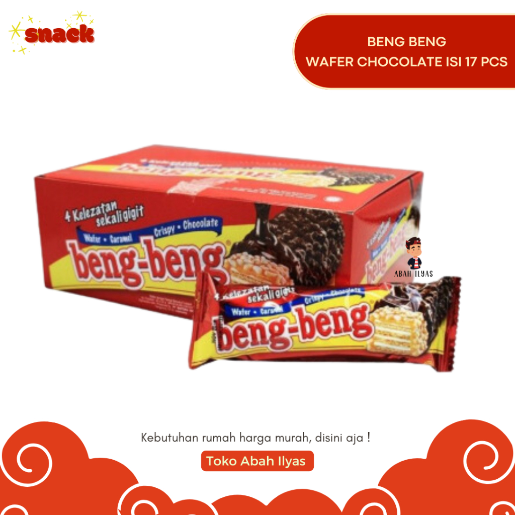 

Biskuit Beng Beng Wafer Cokelat Crispy Caramel Chocolate box isi 17 Pcs