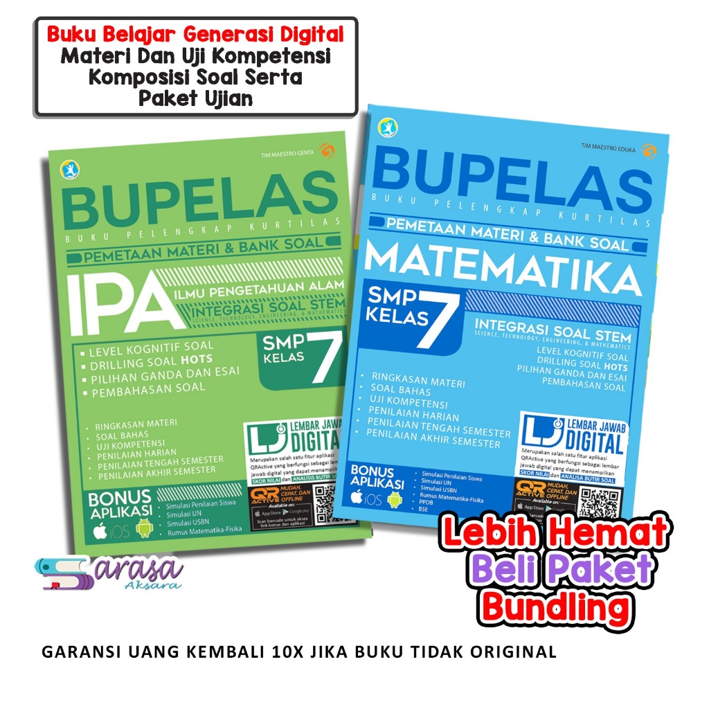 PAKET BUKU PELAJARAN SMP BUKU MATEMATIKA & IPA SMP BUPELAS PEMETAAN MATERI & BANK SOAL SMP KELAS 7