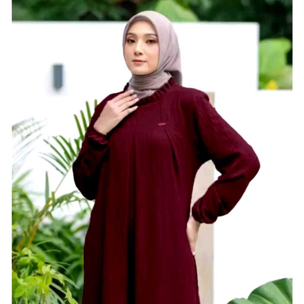 Gamis cringkle Nuha premium Dress jumbo wanita M to XXL