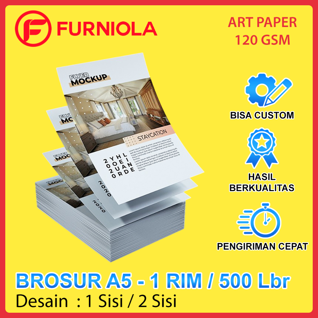 

Cetak Brosur Ukuran A5 1 Rim 500 Lembar Harga Grosir Termurah Kertas Art Paper 120 gsm 1 Sisi 2 Sisi / Print Brosur Desain Custom Art Papper 120gsm Satu Sisi Dua Sisi Murah Flyer Pamflet Promo Promosi