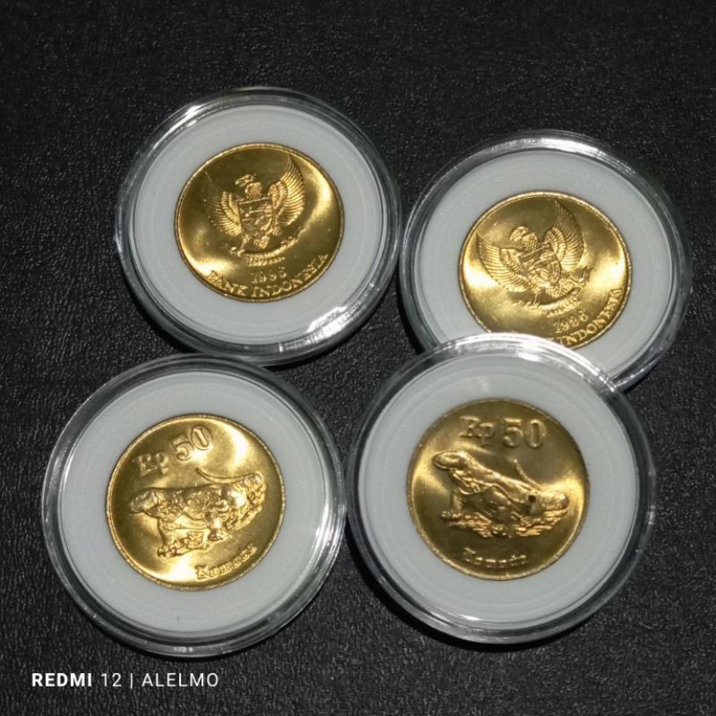 uang koin kuno 50 rupiah komodo GRES mulus asli