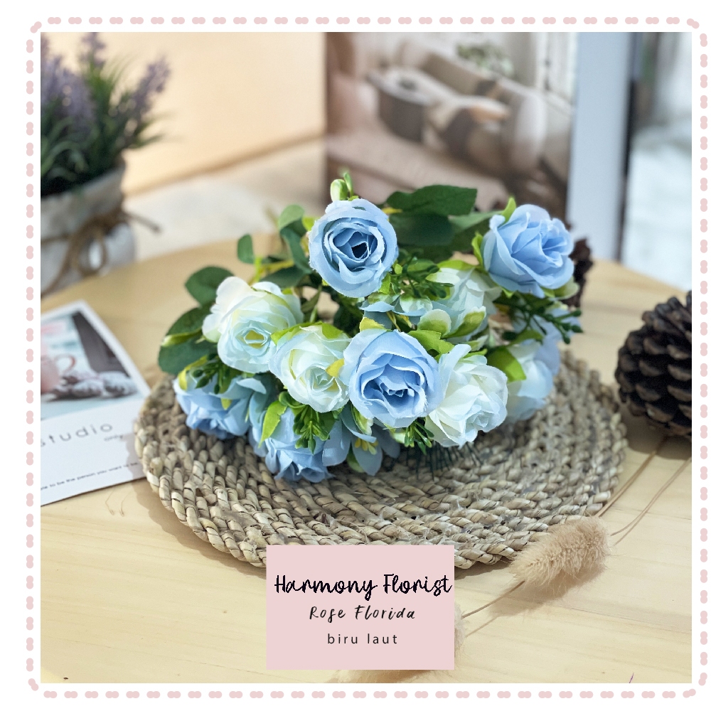 bunga artificial mawar mini rose florida flower bucket hias wedding dekorasi