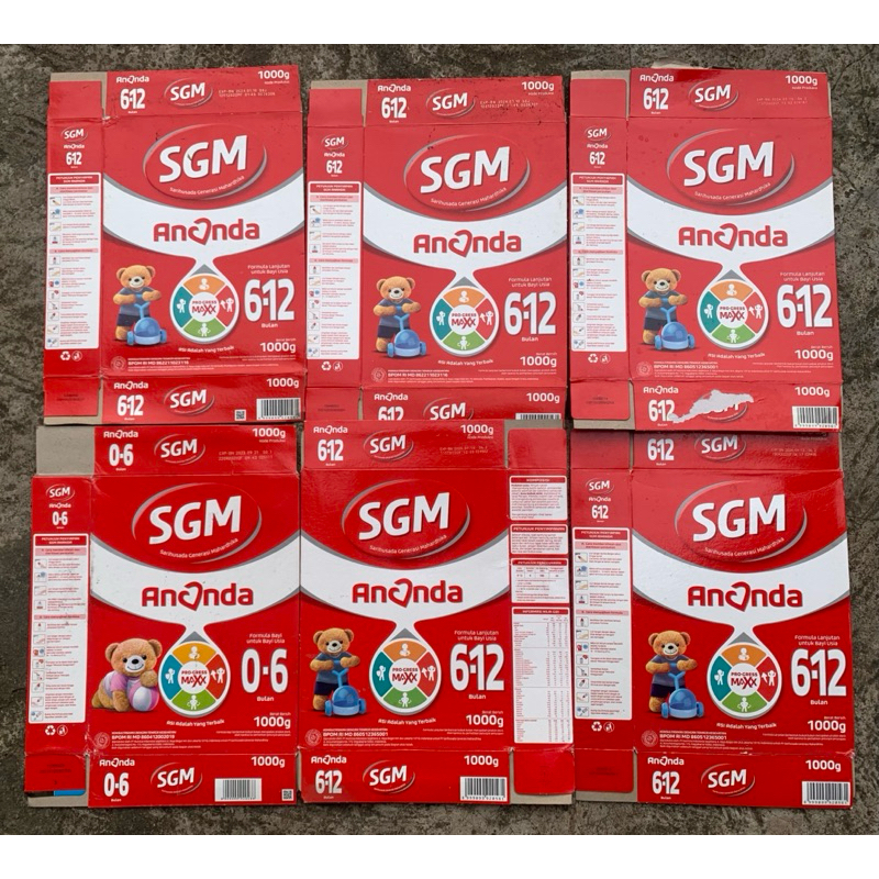 

kardus susu SGM 6-12 1.000g (kosong-tanpa isi)