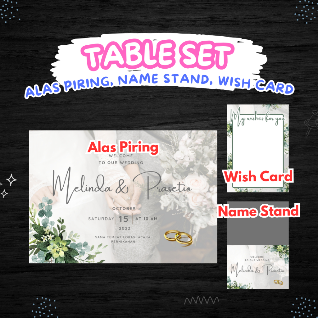 Table set aksesoris dekor meja alas meja name stand baby shower pink floral sweet seventeen birthday
