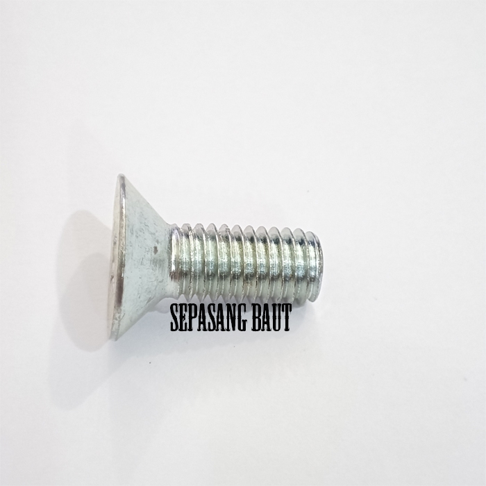 M8 x 40 Baut JF Kepala Obeng + Rata Flat Head Galvanis M8x40