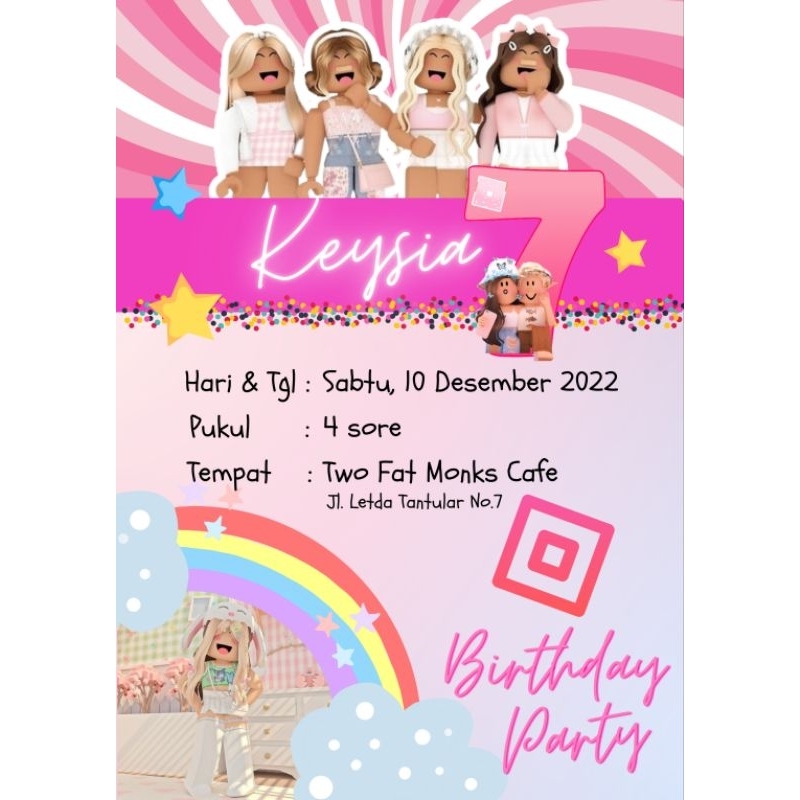 Undangan Ulang Tahun Anak Roblox - isi 50pcs