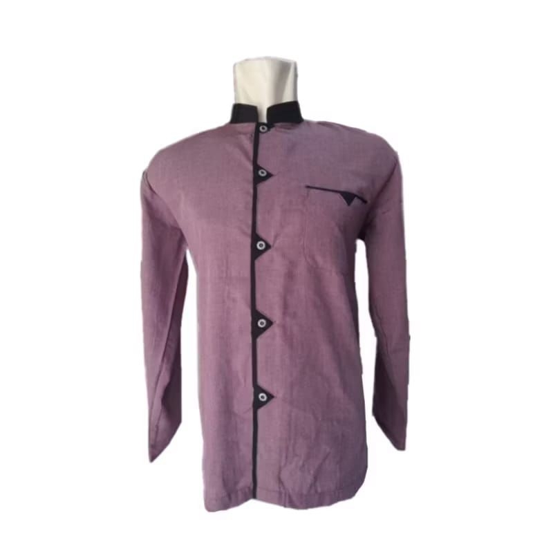 Rizal - Baju Koko Kemeja kurta Katun premium couple Bapak ayah anak lengan panjang warna ungu mauve 