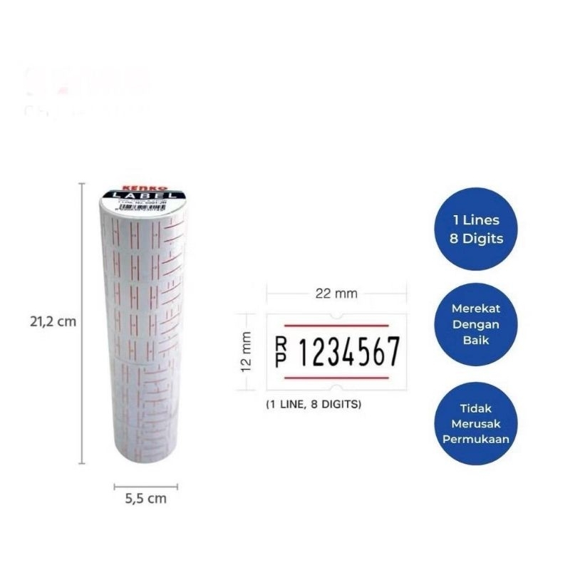 

LABEL ROLL KENKO 6001-2RL/1 BARIS PUTIH/10 ROLL