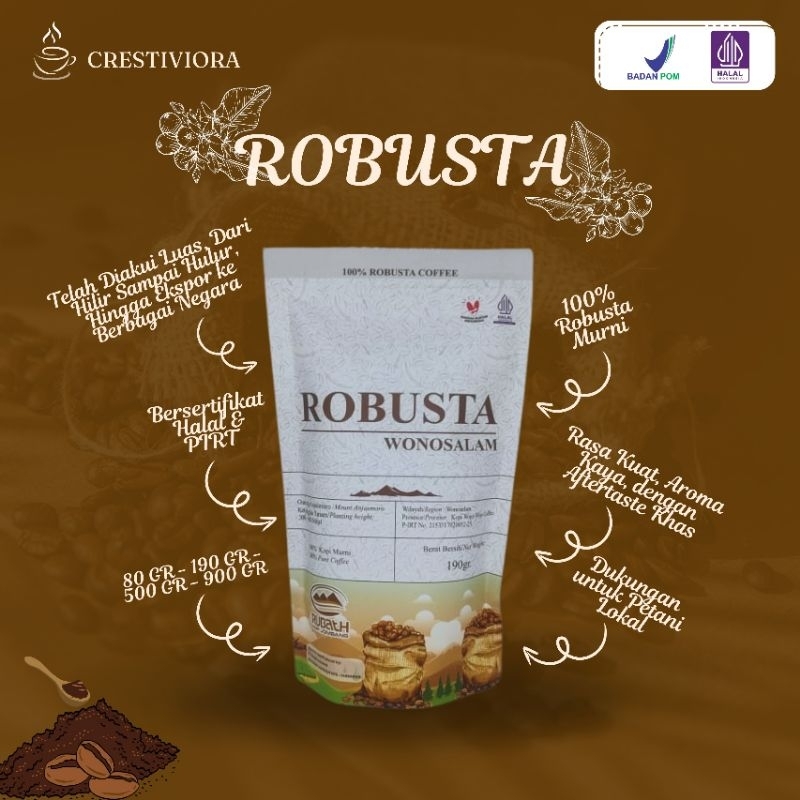 

Rubath Robusta 100% Premium Coffee Wonosalam, ditanam dan diolah langsung di gunung Anjasmoro 300-1400 Mdpl