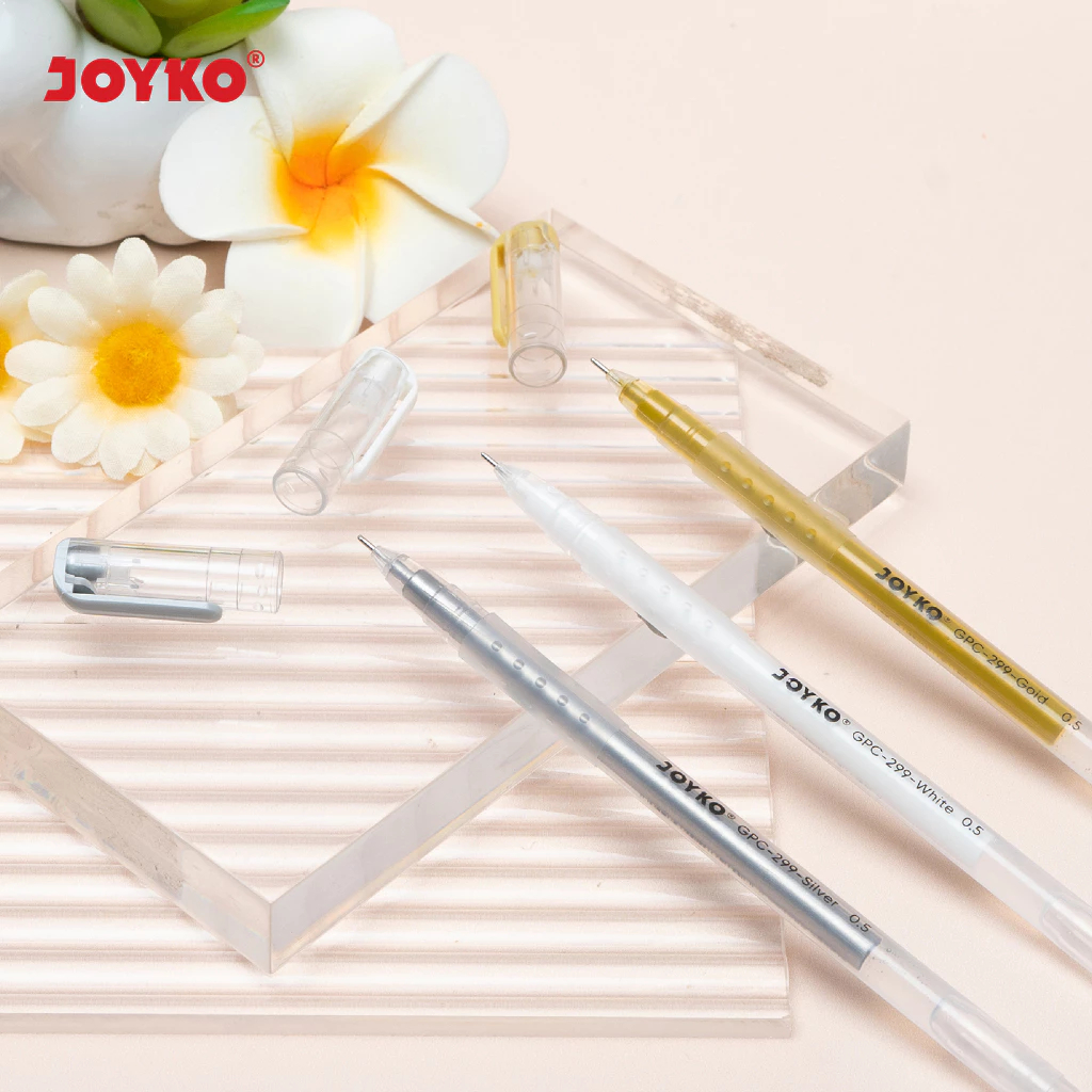

Color Gel Pen Joyko GPC-299 Pulpen Warna Gold / White / Silver 0.5 mm