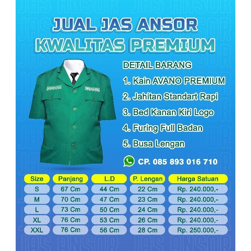 Jual Jas Ansor Kwalitas Premium