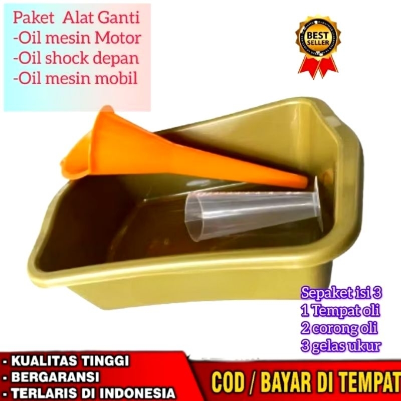 PAKET Alat Bantu Ganti Oli Mesin Oli Shockbreaker Motor mobil Corong oli gelas ukur Bak oli
