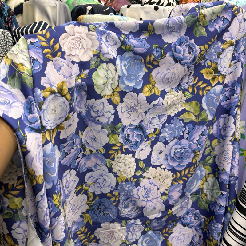 kain Satin Silk Motif Premium - kain bahan silk motif bunga - kain silk premium - kain baby silk pre