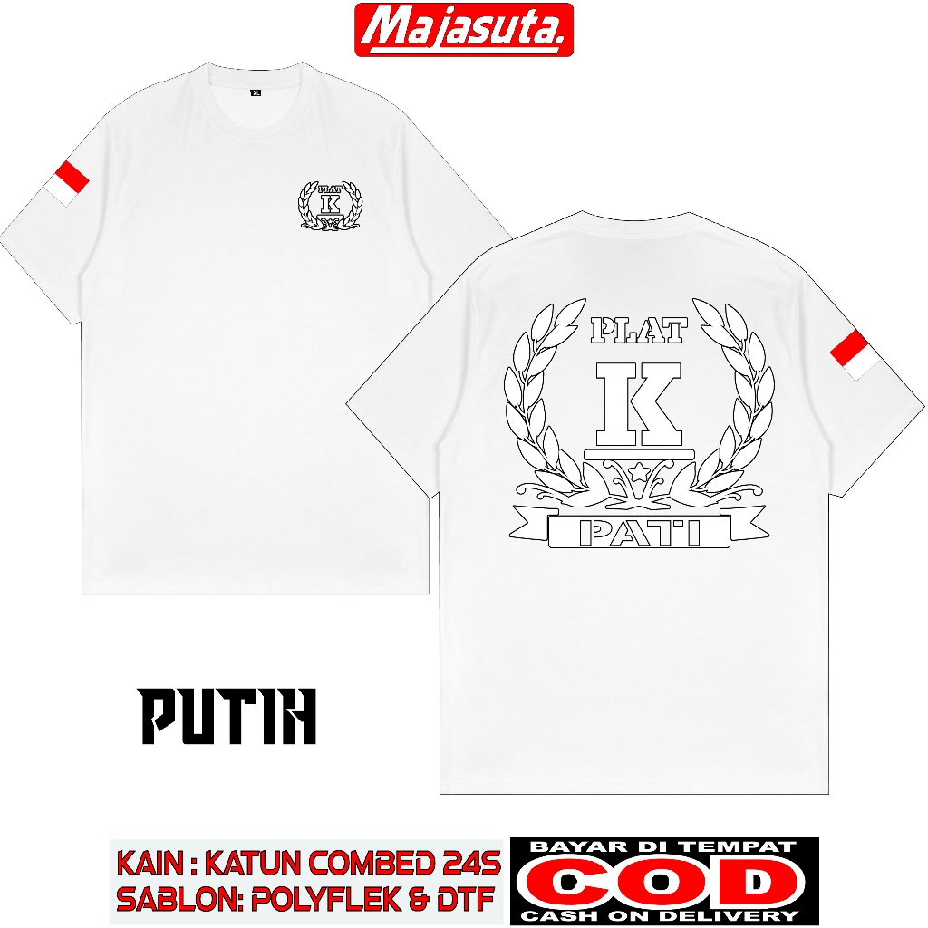 KAOS PLAT K PATI MOTIF DAUN BAHAN KATUN COMBED 24S