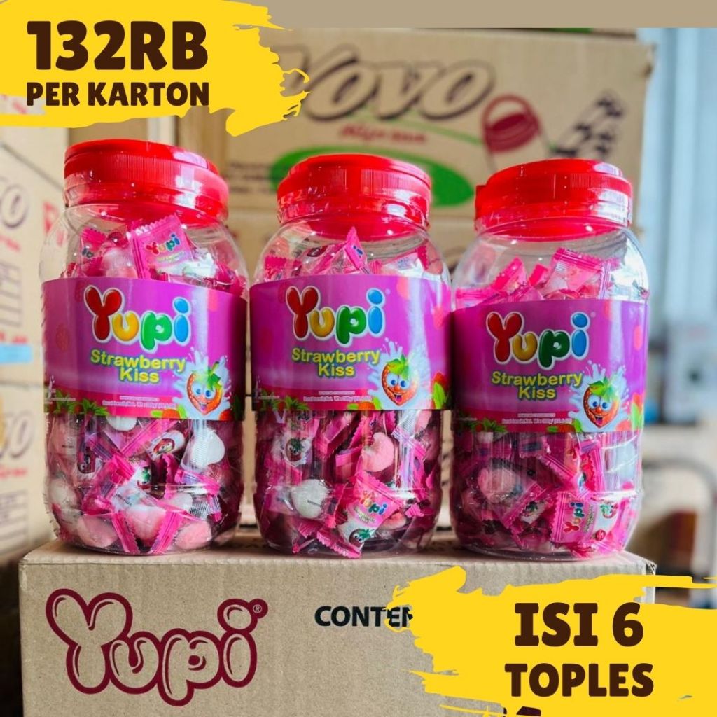 

PERMEN YUPI TOPLES STRAWBERRY KISS, ISI 6 TOPLES PER KARTON