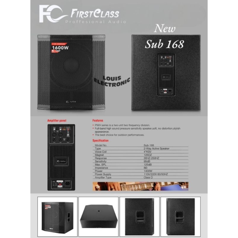 Subwoofer Aktif 18" FIRSTCLASS SUB168 SUB-168 ORIGINAL
