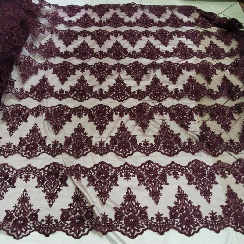 Kain Tille renda Bordir tebal /kain tulle Renda (Kebaya Mewah)