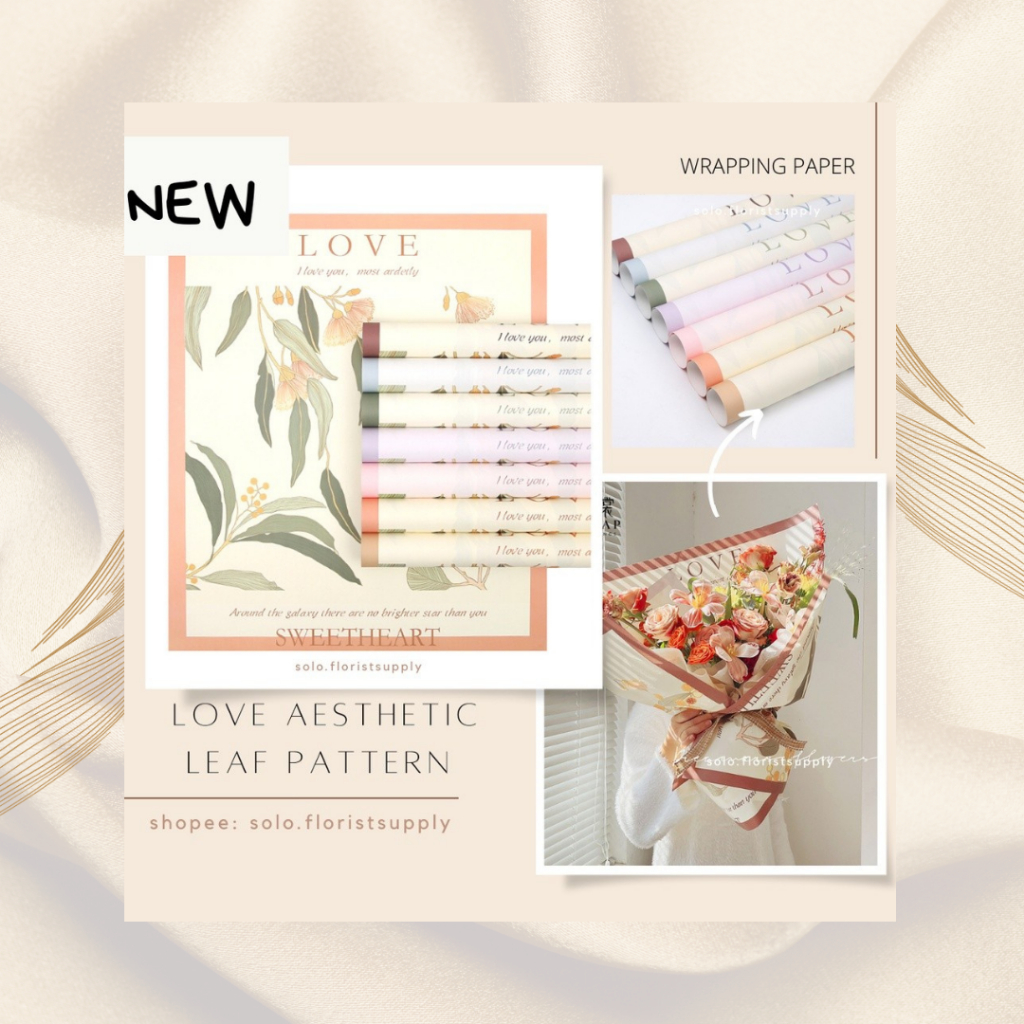 

LOVE AESTHETIC LEAF PATTERN CELLOPHANE FLOWER WRAPPING KERTAS MATTE DOFF KERTAS MOTIF WATERPROOF KERTAS BUKET PEMBUNGKUS BUNGA floral wrapping kertas bouquet buket bunga kertas craft paper polos garis doff matte paper cellophane paper florist VALENTINE