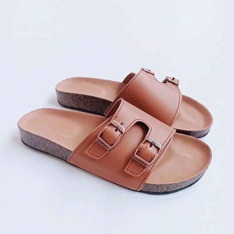 Sandal Wanita Sandal Jelly Slop Wedges Premium Platform SHeshe Non Slip Sole Double Strap