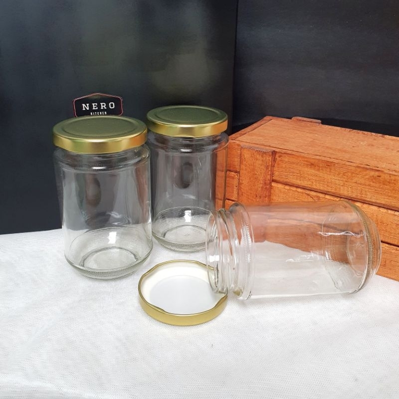 Jar Kaca Bulat 330ml / Jar selai / toples kaca / wadah bumbu / kemasan kaca / Jar Sambal / tempat sa