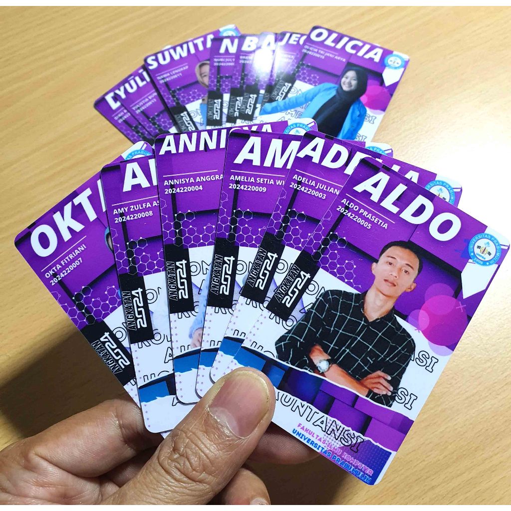 

kartu Id card standart kustom 1 sisi atau 2 sisi