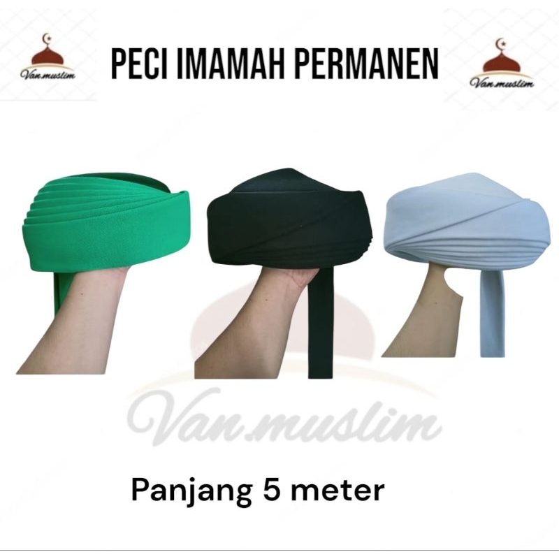Peci habaib peci imamah siap pakai imamah permanen panjang 5 meter