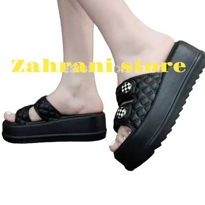 Sandal karet Hilos Viral/Sandal Hilos wedges tebal/Sandal karet 2tali ban wedges viral wanita