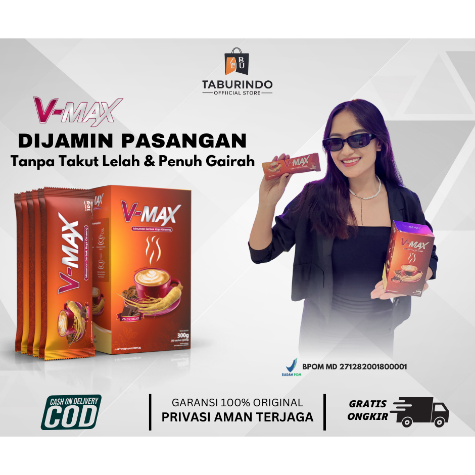 

Kopi V-max Minaman bubuk Kopi Rasa Cokelat Dengan Extra Gingseng Idaman Para Wanita Tahan lama Kemasan @1 sachet