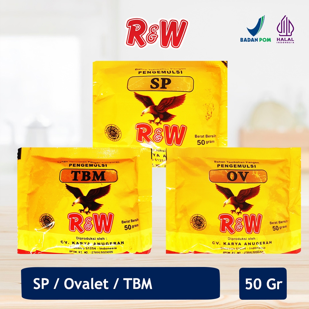 

SP Ovalet TBM Pengemulsi Pelembut Pengembang Kue Roti Rajawali R&W RW 50 gr