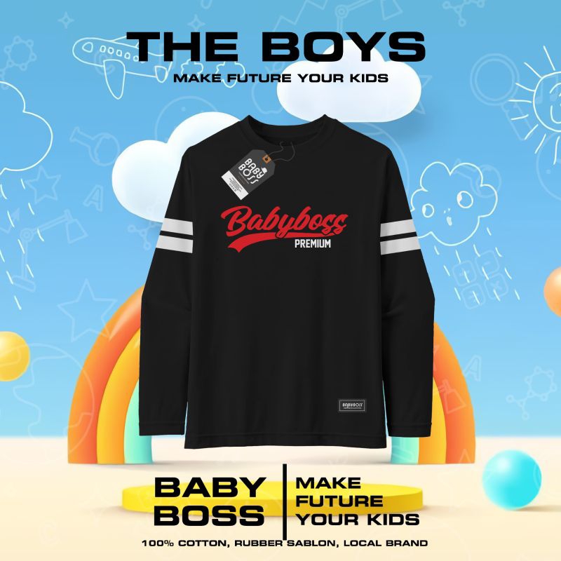KAOS DISTRO BAJU ANAK LAKI-LAKI PEREMPUAN TERLARIS TERMURAH LENGAN PANJANG SABLON MERAH