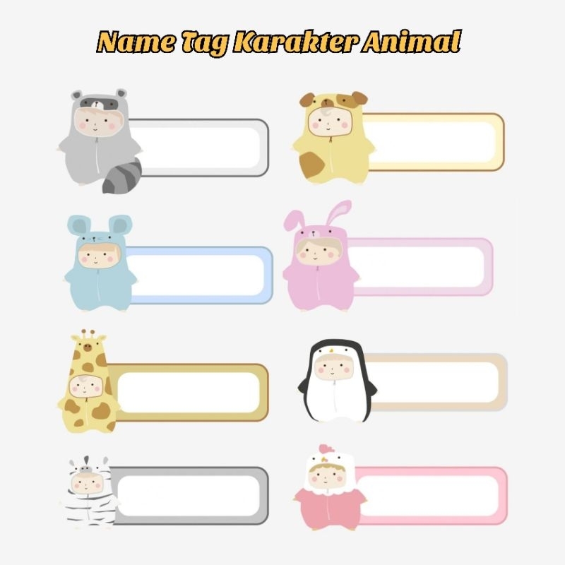 

Nametag Anak Custom Pin Nama dada karakter animal / Name tag akrilik model gambar hewan lucu / Bross acrylic anak