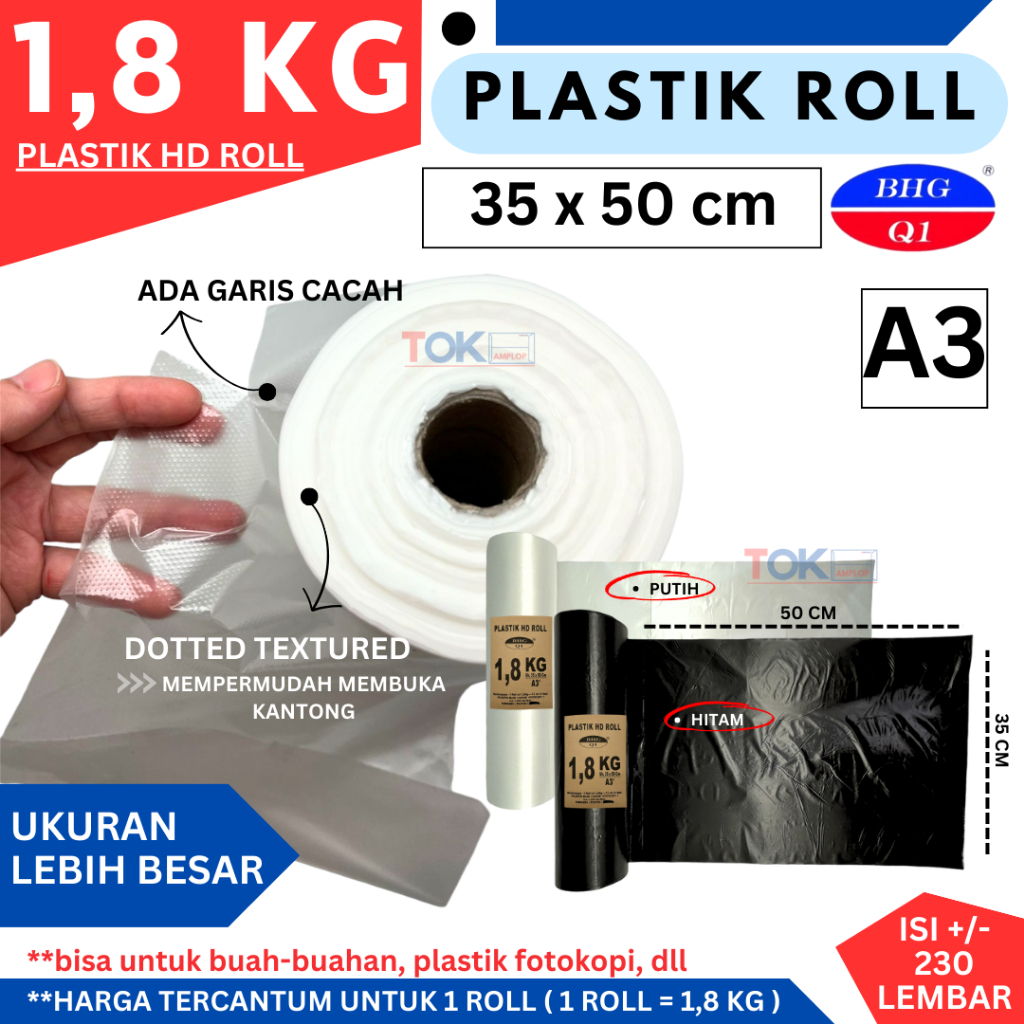 Plastik HD Roll Premium 1.8 Kg 35 x 50 cm - Plastik Buah Tebal