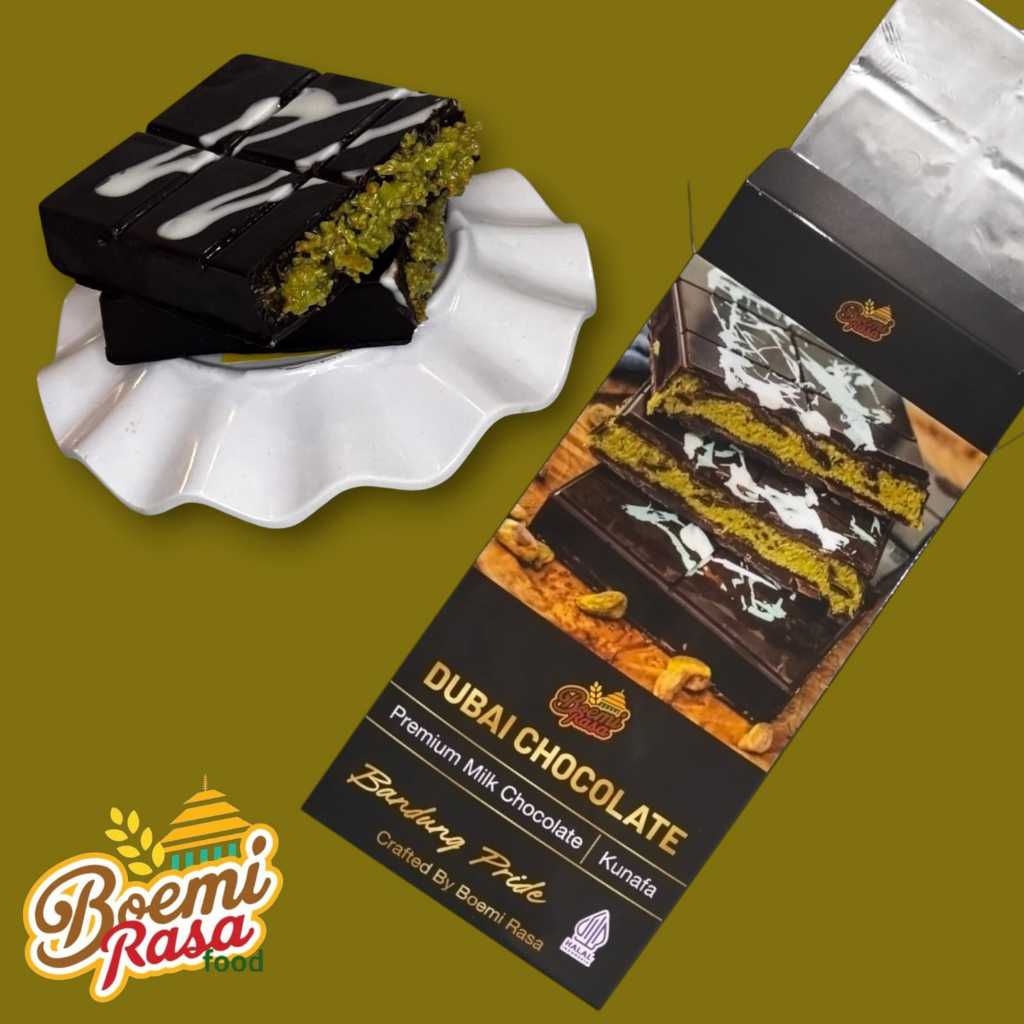 

Dubai Chocolate Kunafa Pistachio - Cokelat Dubai Kunafa - Snack Makanan - Coklat Batang Viral