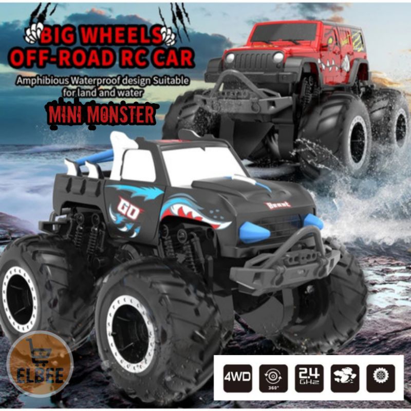 Elbee - Mainan Mobil Remot Kontrol RC Offroad Amphibi Mini Monster 4WD