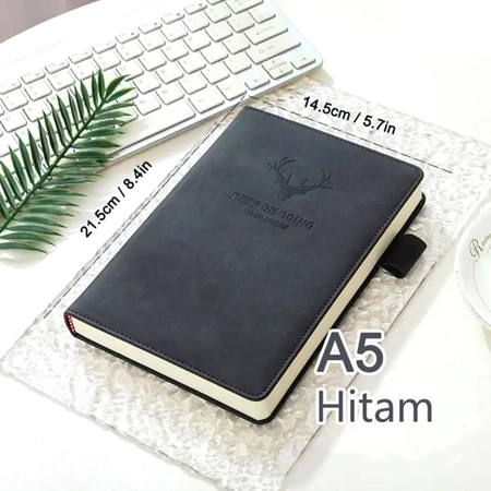 

Buku Catatan A5 Tanduk Buku Catatan Rapat Bisnis Ekstra Tebal Warna Hitam Notepad Bahan Kulit Domba