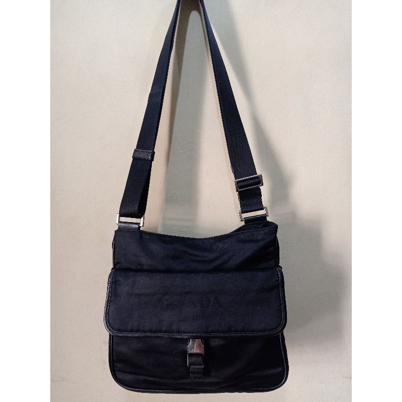 PRADA Tessuto Black Nylon Sling Bag Preloved