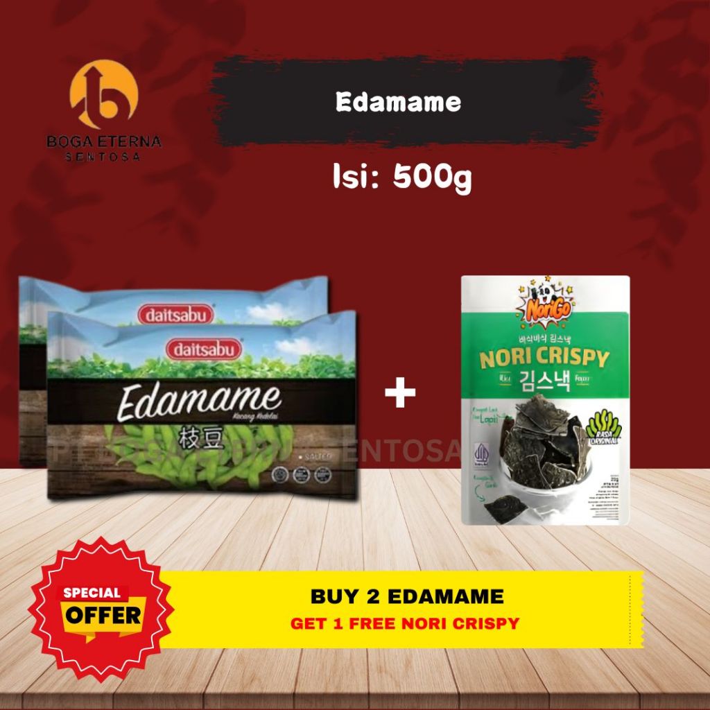 

EDAMAME DAITSABU / KACANG KEDELAI JEPANG 500g (BUY 2 GET 1 NORI CRISPY !)