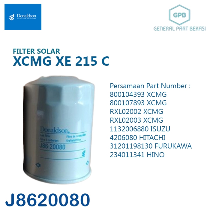 Filter Solar XCMG XE 215 C 800104393 800107893 Donaldson J8620080