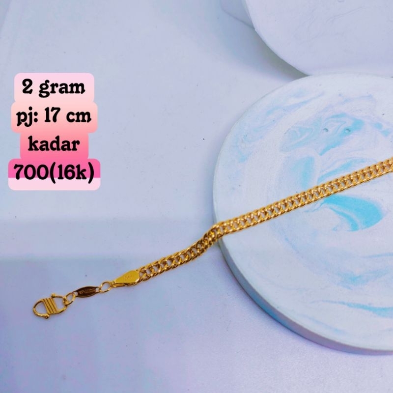 gelang emas model rantai hollow.mas kadar 700(16k)