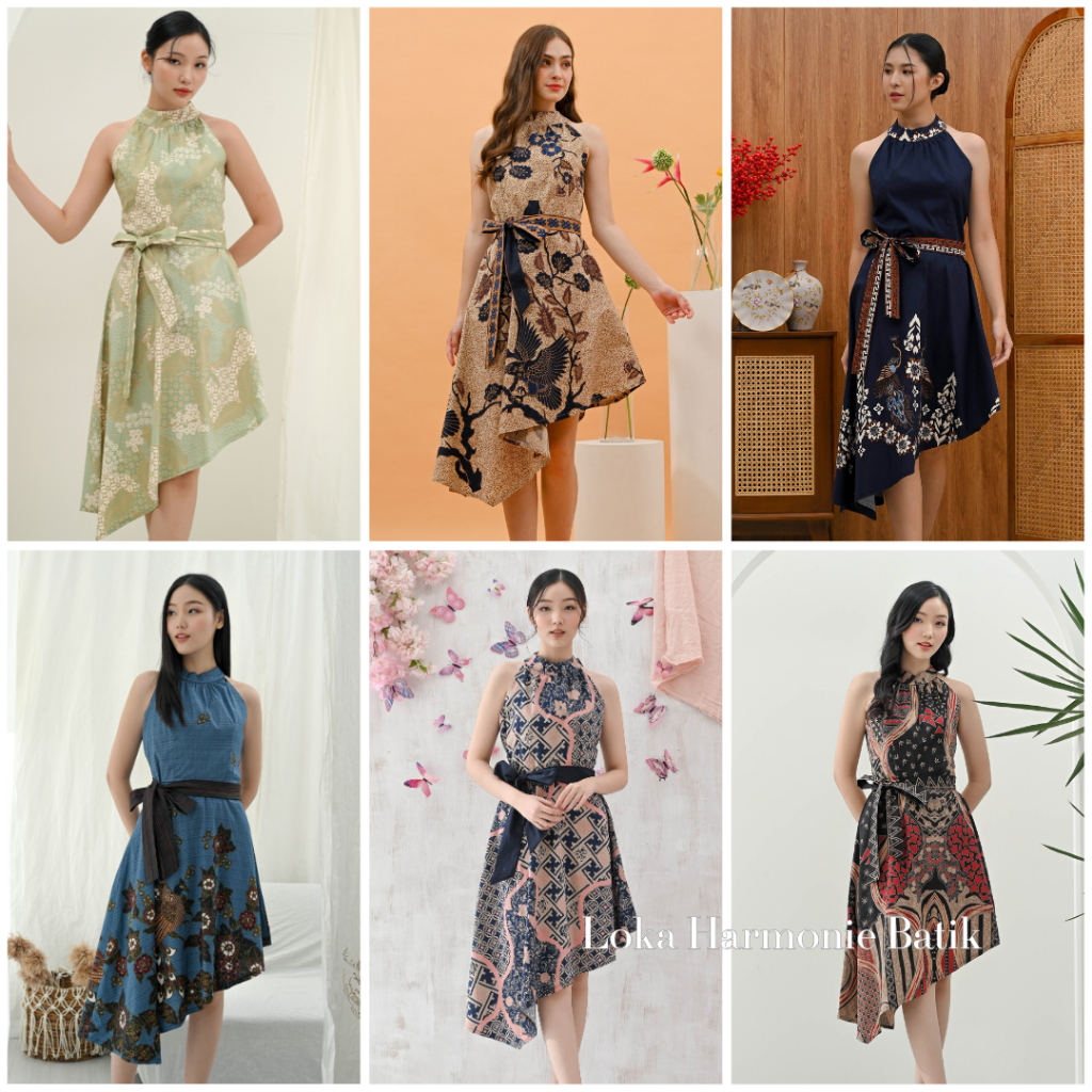 254 - Dress Batik Wanita - Baju Atasan Dress Kemeja Batik Keluarga Pasangan Couple Anak Modern Kekin