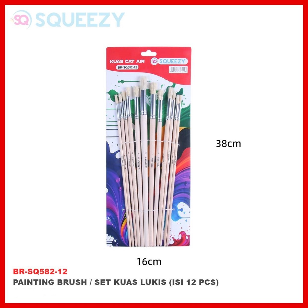 

SQUEEZY Kuas Lukis Set BR-SQ582 (1 set isi 12)