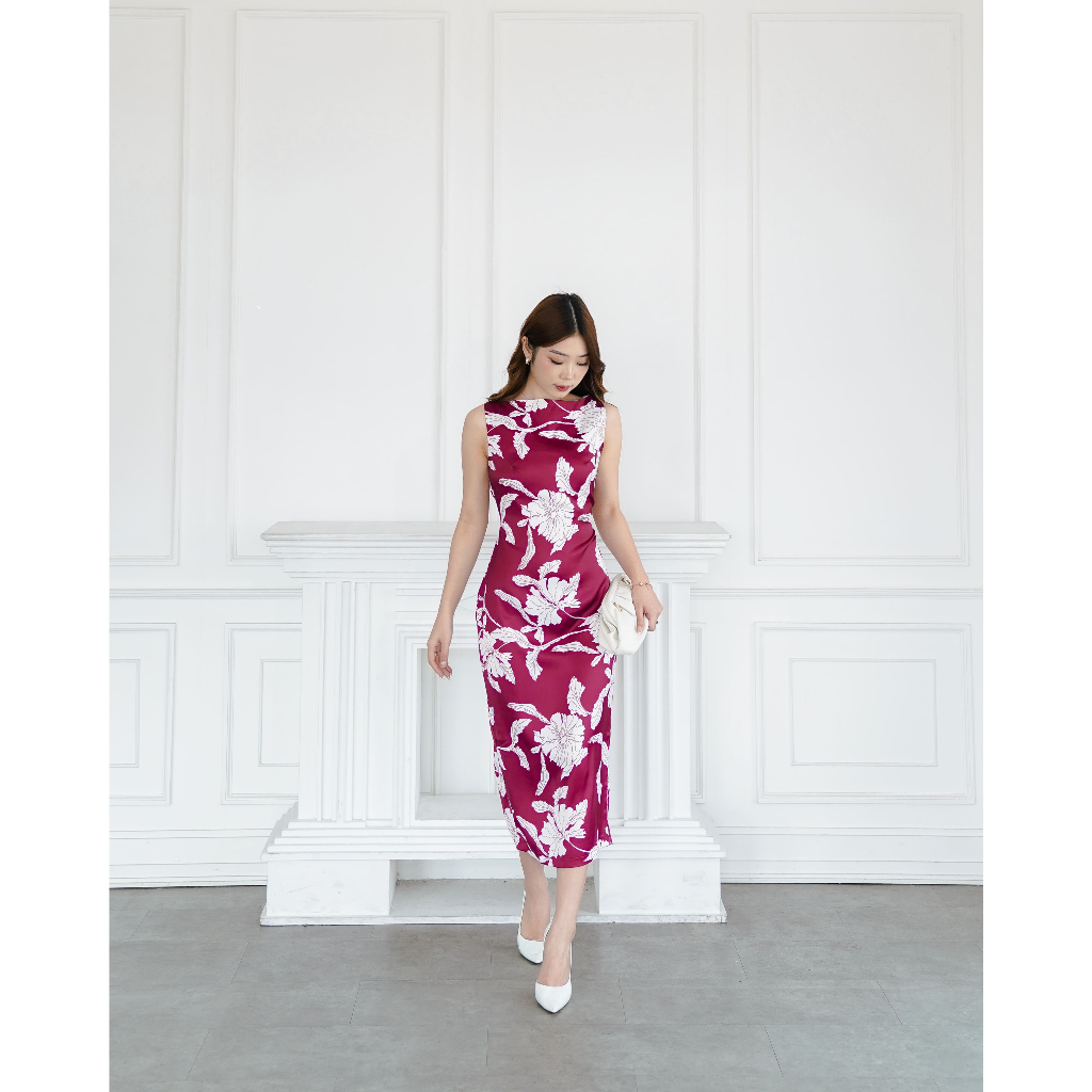 HER VOGUE Ava Dress | terusan pesta dinner cny imlek sincia gold sage kondangan simple elegant basic