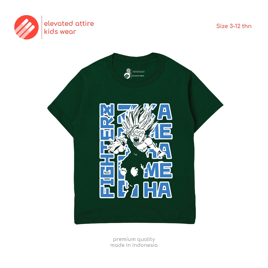 ElevatedKids Baju Kaos Anak Lengan Pendek Motif Goku Warna Hijau Botol