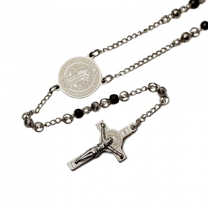 Kalung Rosario Titanium 4mm Harces Santo Benediktus kalung besi putih kalung titanium rosario warna 