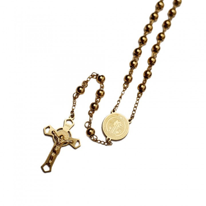 Kalung Rosario Titanium 6mm Harces Santo Benediktus kalung besi putih kalung titanium rosario warna 